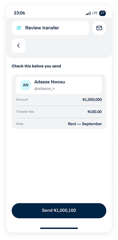 Review screen before sending