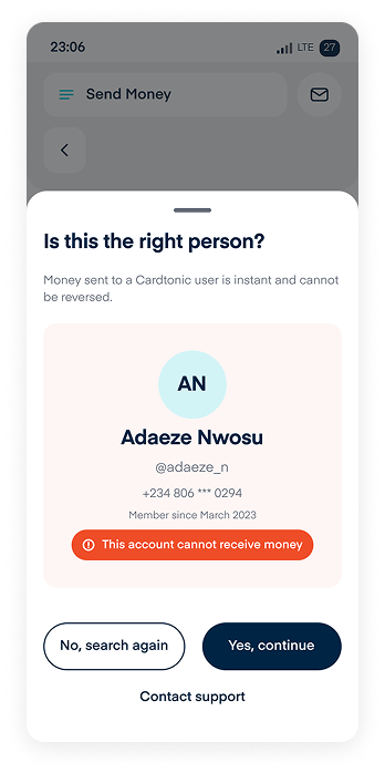 Account restricted, cannot receive money