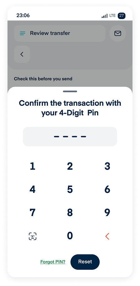 PIN authentication screen