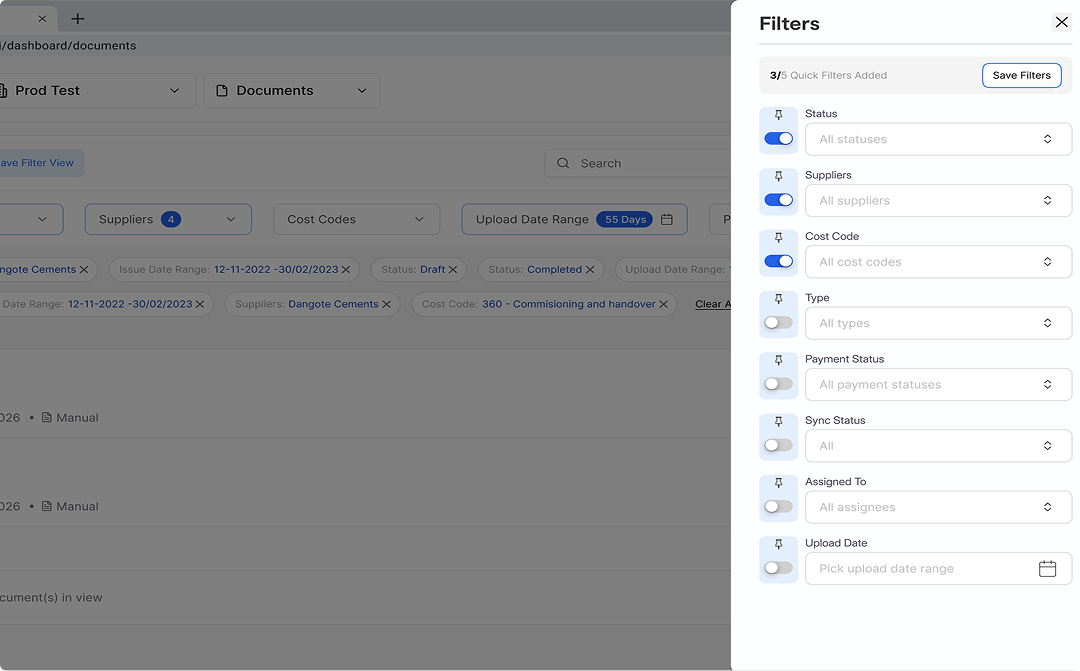 More Filters Modal
