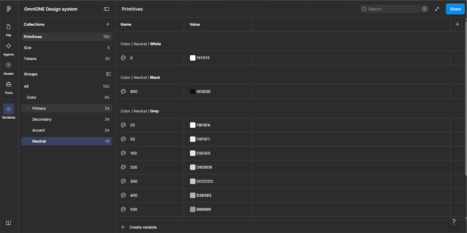 Variable assets defined in Figma