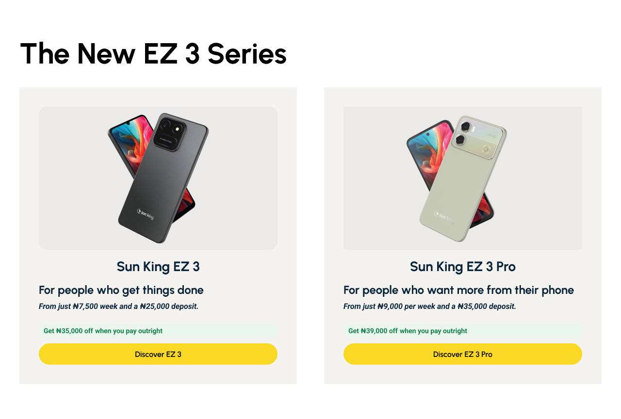 EZ 3 Series cards after: with a pay-outright saving